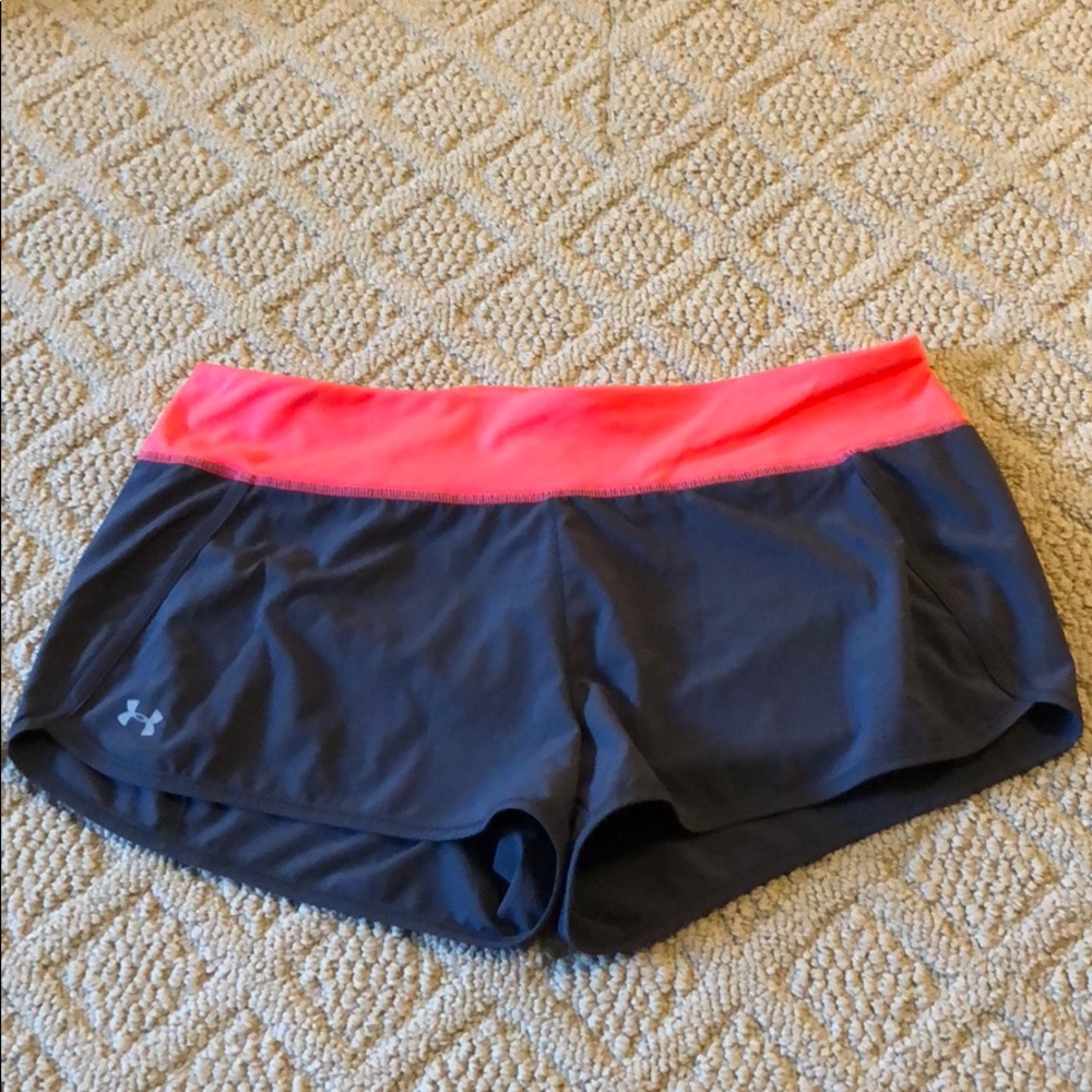Grey and pink under Armour shorts LARGE